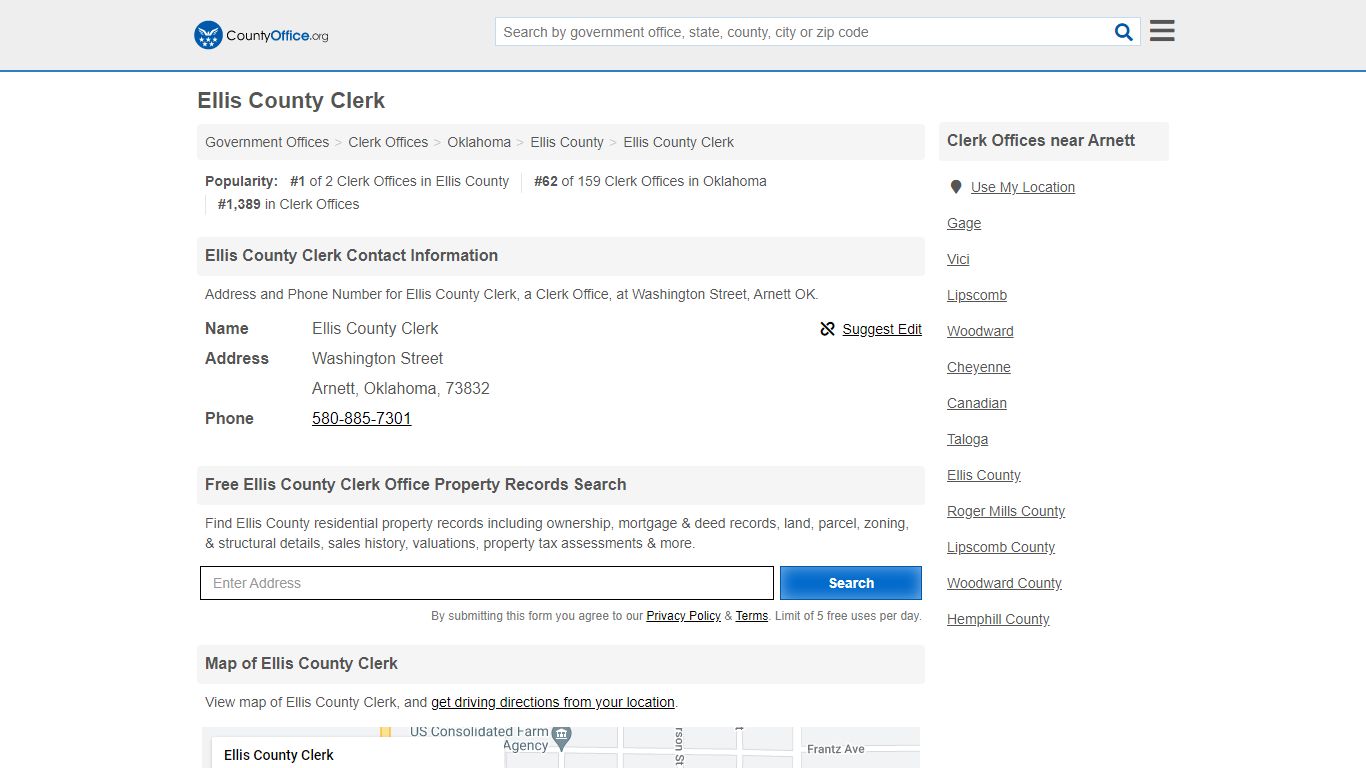 Ellis County Clerk - Arnett, OK (Address and Phone)