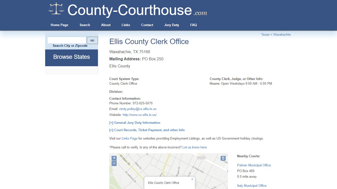 Ellis County Clerk Office in Waxahachie, TX - Court Information